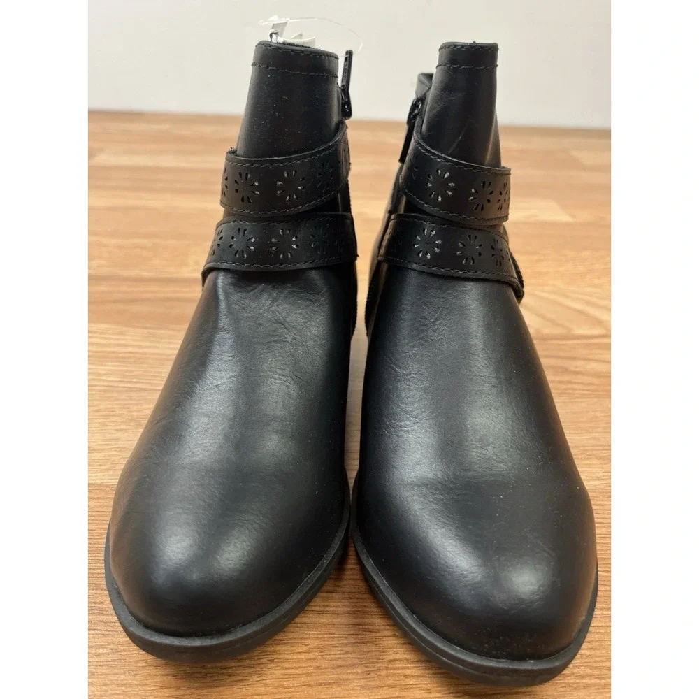 SO Samantha Youth Girls Ankle Boots Booties Strappy Western Black Size 4 NEW